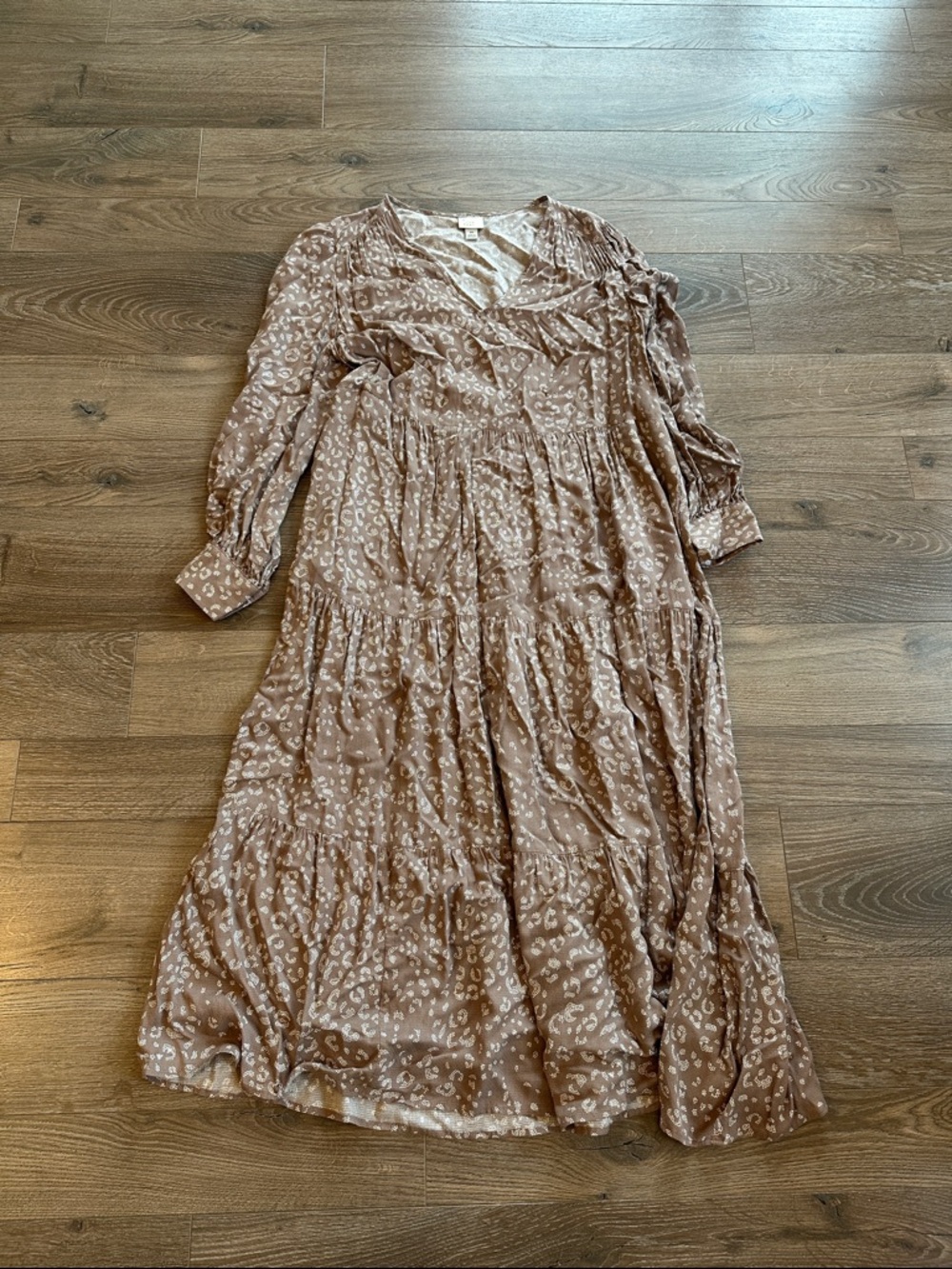 a new day Taupe Animal Print Tiered Maxi Dress